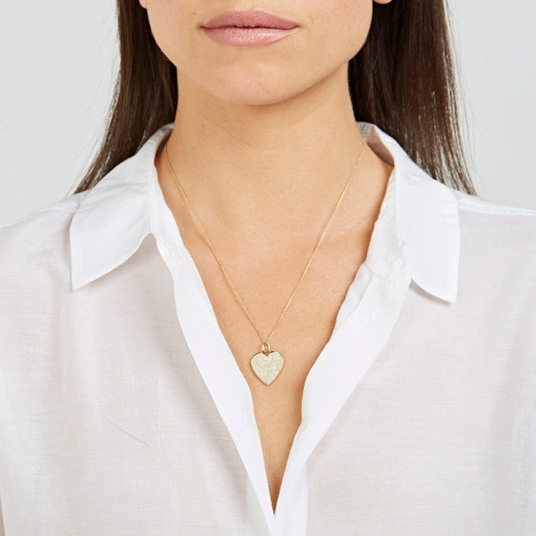 Jennifer Meyer Large Diamond Heart Necklace in 18K Yellow Gold | Fine Necklaces | Coveti
