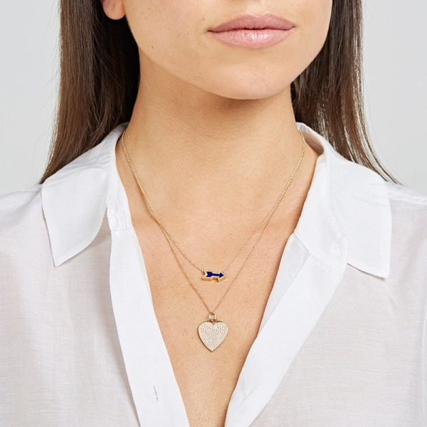 Jennifer Meyer Large Diamond Heart Necklace in 18K Yellow Gold | Fine Necklaces | Coveti