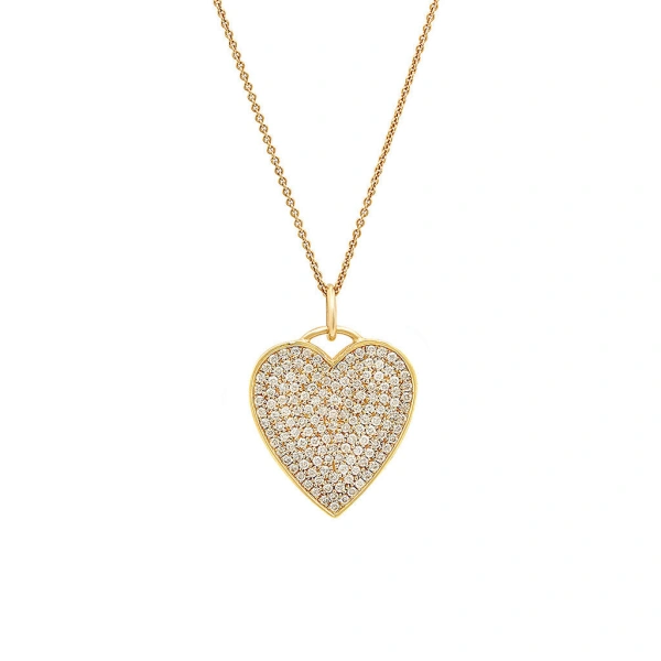 Jennifer Meyer Large Diamond Heart Necklace in 18K Yellow Gold | Fine Necklaces | Coveti
