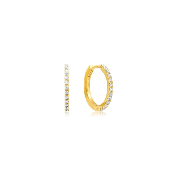 Jennifer Meyer Large Diamond Huggies in 18K Yellow Gold | Fine Earrings | Coveti