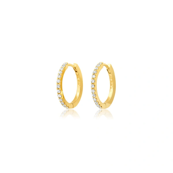 Jennifer Meyer Large Diamond Huggies in 18K Yellow Gold | Fine Earrings | Coveti