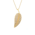 Jennifer Meyer Large Diamond Leaf Necklace in 18K Yellow Gold | Fine Necklaces | Coveti