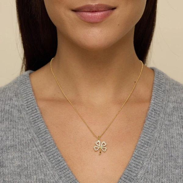 Jennifer Meyer Large Diamond Open Clover Necklace in 18K Yellow Gold | Fine Necklaces | Coveti