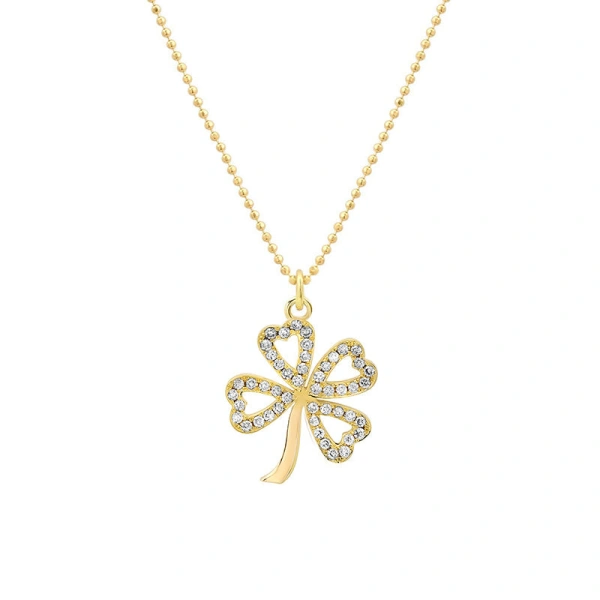 Jennifer Meyer Large Diamond Open Clover Necklace in 18K Yellow Gold | Fine Necklaces | Coveti