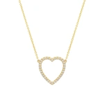Jennifer Meyer Large Diamond Open Heart Necklace in 18K Yellow Gold | Fine Necklaces | Coveti