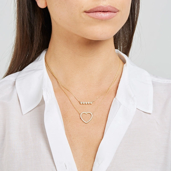 Jennifer Meyer Large Diamond Open Heart Necklace in 18K Yellow Gold | Fine Necklaces | Coveti