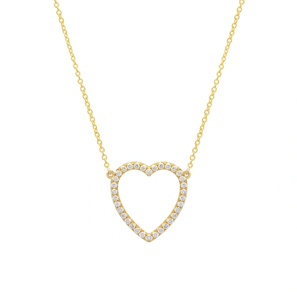 Jennifer Meyer Large Diamond Open Heart Necklace in 18K Yellow Gold | Fine Necklaces | Coveti