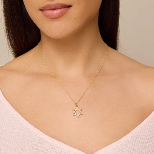 Jennifer Meyer Large Diamond Star of David Necklace in 18K Yellow Gold | Fine Necklaces | Coveti