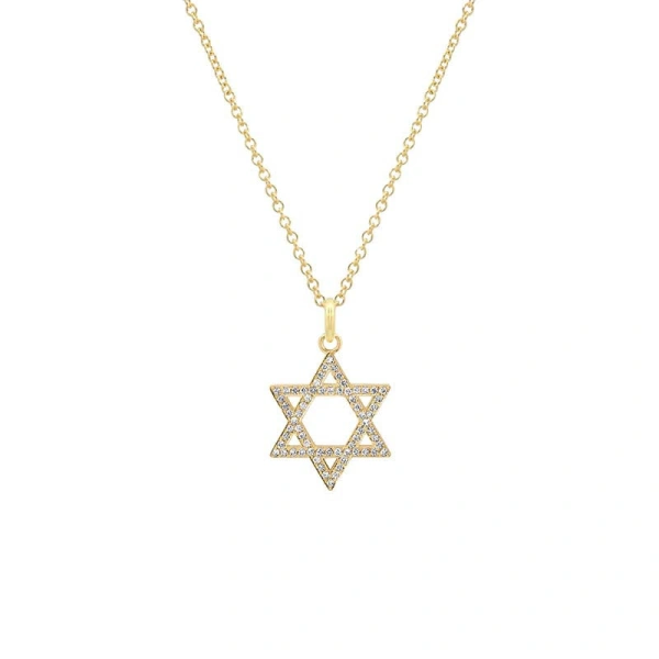 Jennifer Meyer Large Diamond Star of David Necklace in 18K Yellow Gold | Fine Necklaces | Coveti