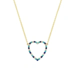 Jennifer Meyer Large Diamond, Turquoise and Lapis Open Heart Necklace in 18K Yellow Gold | Fine Necklaces | Coveti