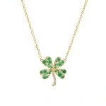 Jennifer Meyer Large Diamond and Emerald Clover Necklace in 18K Yellow Gold | Fine Necklaces | Coveti