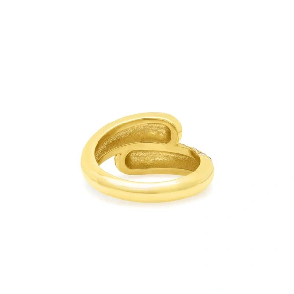 Jennifer Meyer Large Double Dome Ring with Diamond Pave Accent in 18K Yellow Gold | Fine Rings | Coveti