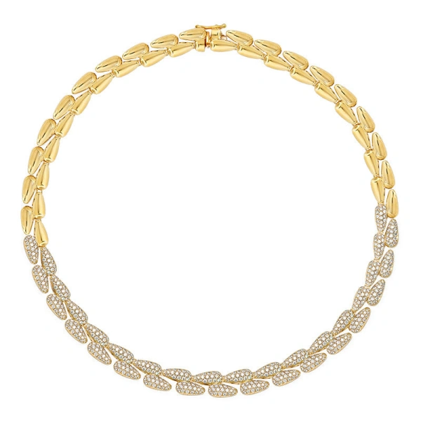 Jennifer Meyer Large Double Dome Tennis Necklace with 1/3 Diamond Pave in 18K Yellow Gold | Fine Necklaces | Coveti