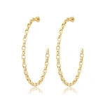 Jennifer Meyer Large Edith Link Hoops in 18K Yellow Gold | Fine Earrings | Coveti