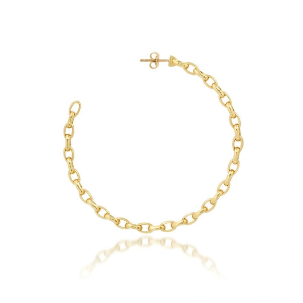 Jennifer Meyer Large Edith Link Hoops in 18K Yellow Gold | Fine Earrings | Coveti