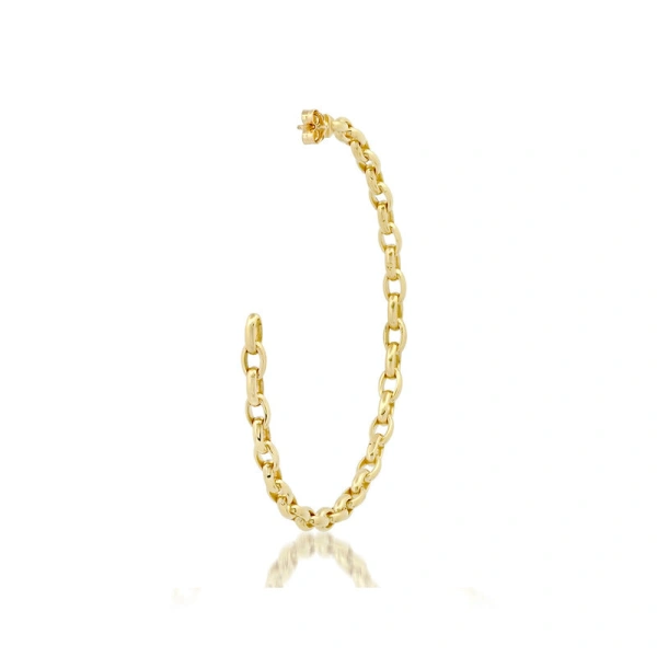 Jennifer Meyer Large Edith Link Hoops in 18K Yellow Gold | Fine Earrings | Coveti