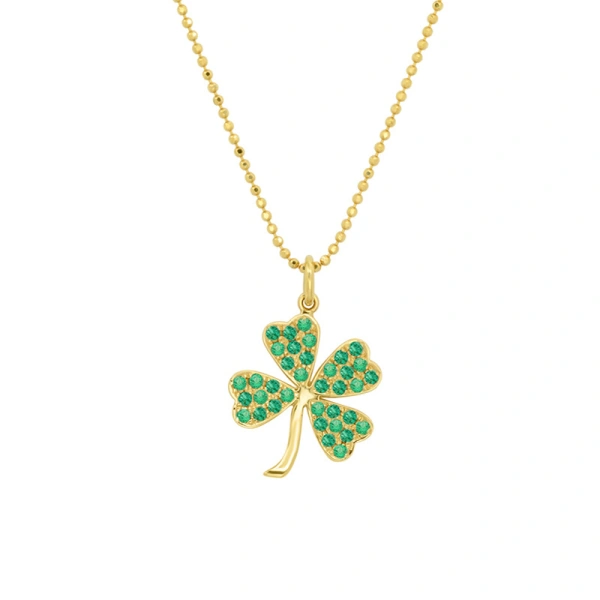 Jennifer Meyer Large Emerald Clover Necklace in 18K Yellow Gold | Fine Necklaces | Coveti