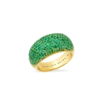 Jennifer Meyer Large Emerald Dome Ring in 18K Yellow Gold | Fine Rings | Coveti