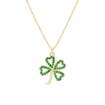 Jennifer Meyer Large Emerald Open Clover Necklace in 18K Yellow Gold | Fine Necklaces | Coveti
