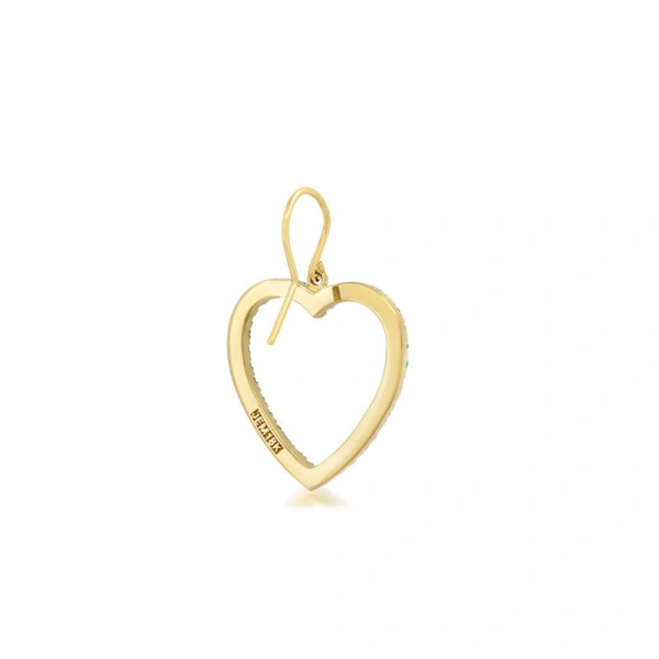 Jennifer Meyer Large Emerald Open Heart Drop Earrings in 18K Yellow Gold | Fine Earrings | Coveti