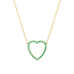 Jennifer Meyer Large Emerald Open Heart Necklace in 18K Yellow Gold | Fine Necklaces | Coveti