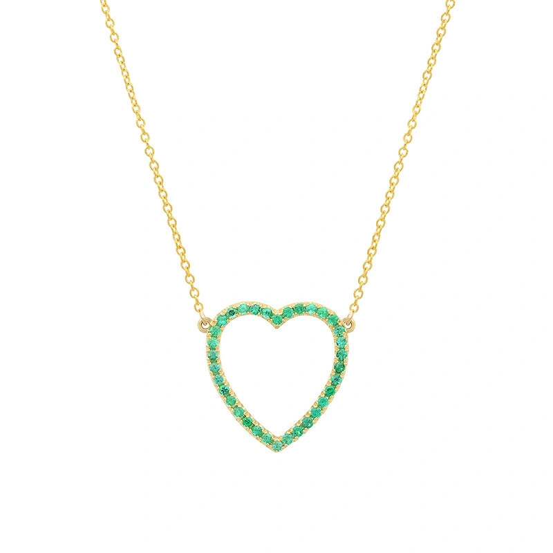 Jennifer Meyer Large Emerald Open Heart Necklace in 18K Yellow Gold Jennifer Meyer Large Emerald Open Heart Necklace in 18K Yellow Gold | Fine Necklaces | Coveti