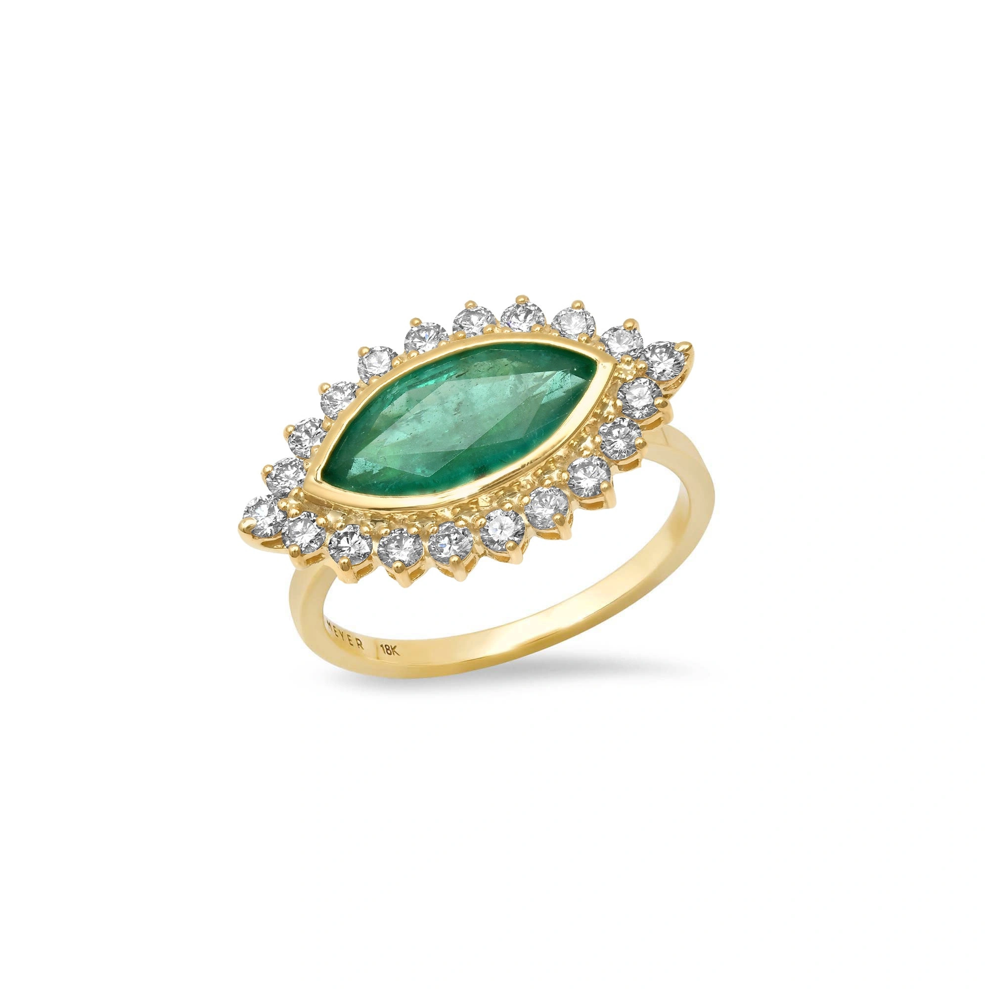Jennifer Meyer Large Emerald and Diamond Marquise Ring in 18K Yellow Gold Jennifer Meyer Large Emerald and Diamond Marquise Ring in 18K Yellow Gold | Fine Rings | Coveti