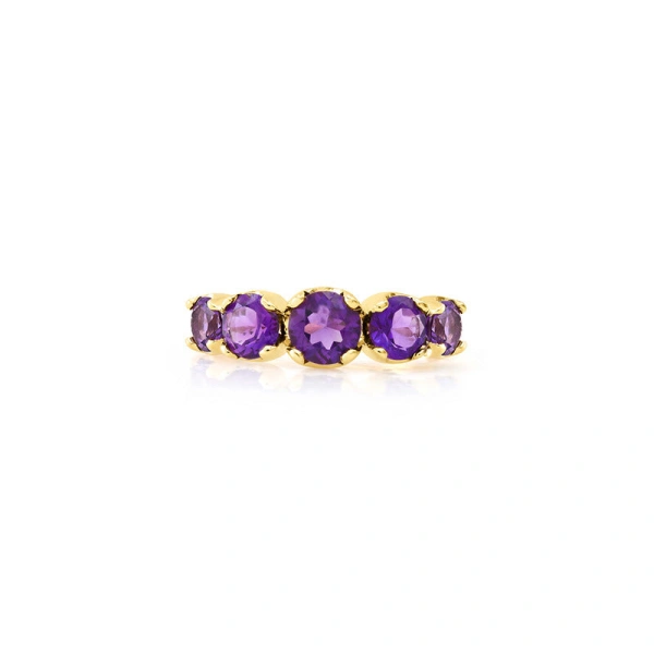 Jennifer Meyer Large Graduated Amethyst Ring in 18K Yellow Gold | Fine Rings | Coveti