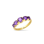 Jennifer Meyer Large Graduated Amethyst Ring in 18K Yellow Gold | Fine Rings | Coveti