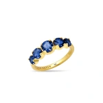 Jennifer Meyer Large Graduated Blue Sapphire Ring in 18K Yellow Gold | Fine Rings | Coveti