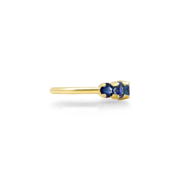 Jennifer Meyer Large Graduated Blue Sapphire Ring in 18K Yellow Gold | Fine Rings | Coveti