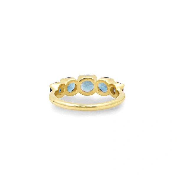 Jennifer Meyer Large Graduated Blue Sapphire Ring in 18K Yellow Gold | Fine Rings | Coveti