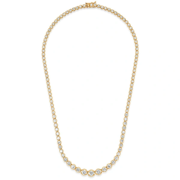 Jennifer Meyer Large Graduated Diamond Tennis Necklace in 18K Yellow Gold | Fine Necklaces | Coveti