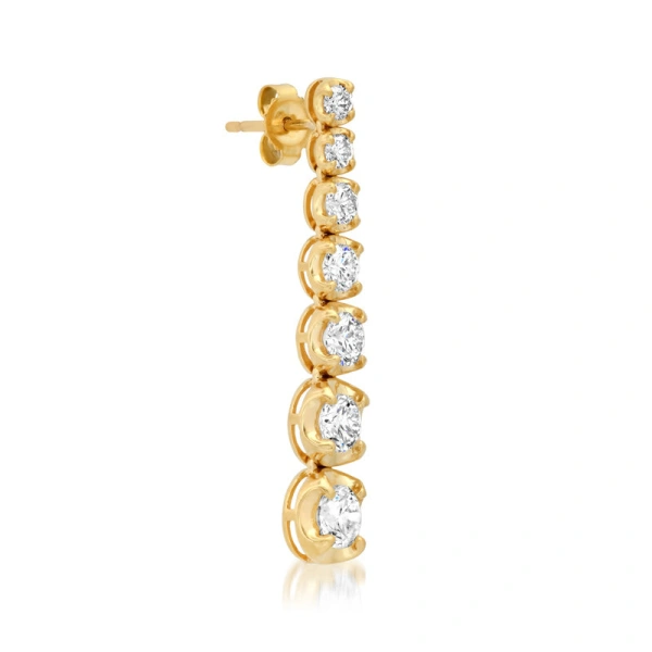 Jennifer Meyer Large Graduated Diamond Tennis Studs in 18K Yellow Gold | Fine Earrings | Coveti