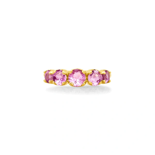 Jennifer Meyer Large Graduated Pink Sapphire Ring in 18K Yellow Gold | Fine Rings | Coveti