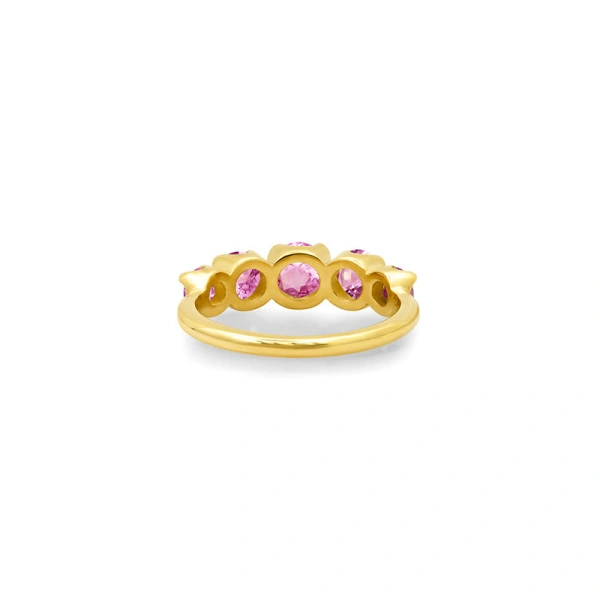 Jennifer Meyer Large Graduated Pink Sapphire Ring in 18K Yellow Gold | Fine Rings | Coveti