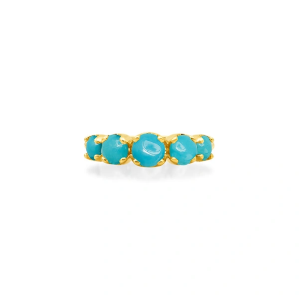 Jennifer Meyer Large Graduated Turquoise Ring in 18K Yellow Gold | Fine Rings | Coveti