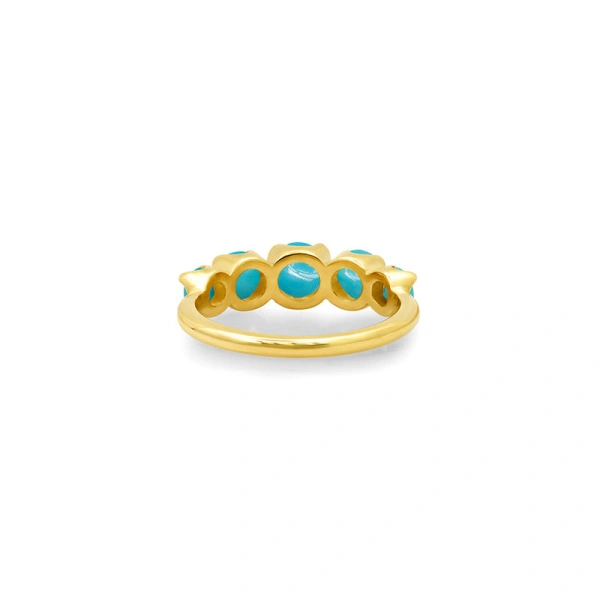 Jennifer Meyer Large Graduated Turquoise Ring in 18K Yellow Gold | Fine Rings | Coveti