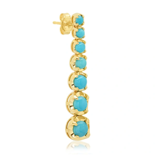 Jennifer Meyer Large Graduated Turquoise Tennis Studs in 18K Yellow Gold | Fine Earrings | Coveti