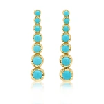 Jennifer Meyer Large Graduated Turquoise Tennis Studs in 18K Yellow Gold | Fine Earrings | Coveti