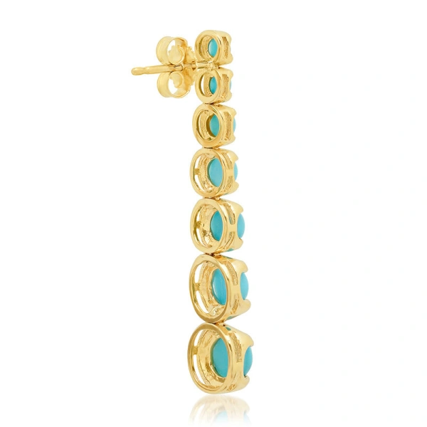Jennifer Meyer Large Graduated Turquoise Tennis Studs in 18K Yellow Gold | Fine Earrings | Coveti