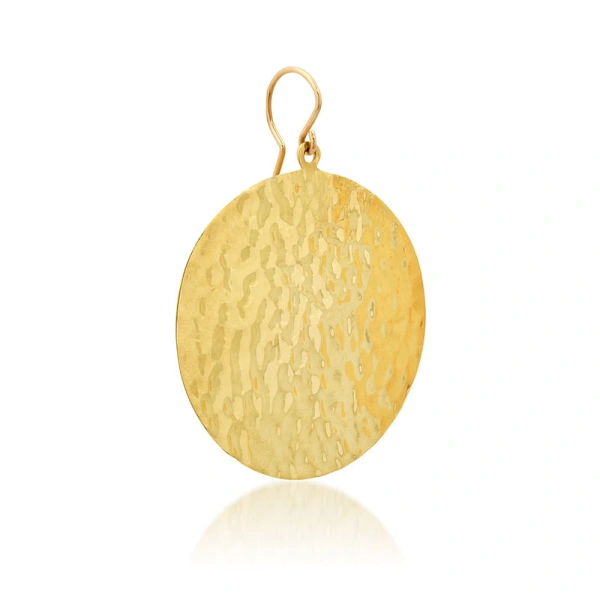 Jennifer Meyer Large Hammered Disc Earrings in 18K Yellow Gold | Fine Earrings | Coveti