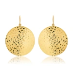 Jennifer Meyer Large Hammered Disc Earrings in 18K Yellow Gold | Fine Earrings | Coveti