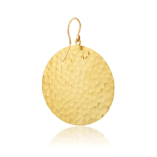 Jennifer Meyer Large Hammered Disc Earrings in 18K Yellow Gold | Fine Earrings | Coveti