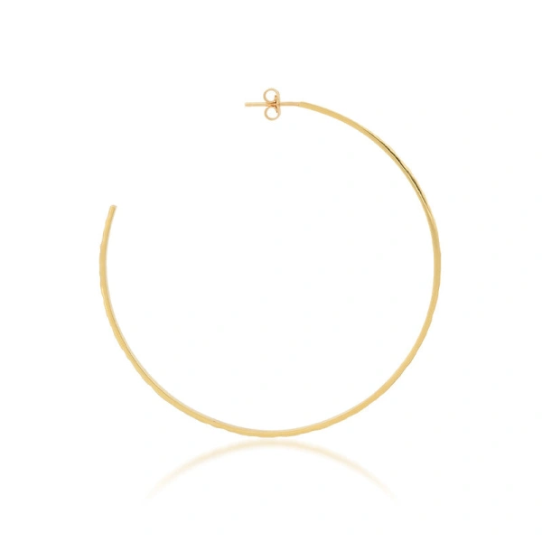 Jennifer Meyer Large Hammered Ellen Hoops in 18K Yellow Gold | Fine Earrings | Coveti
