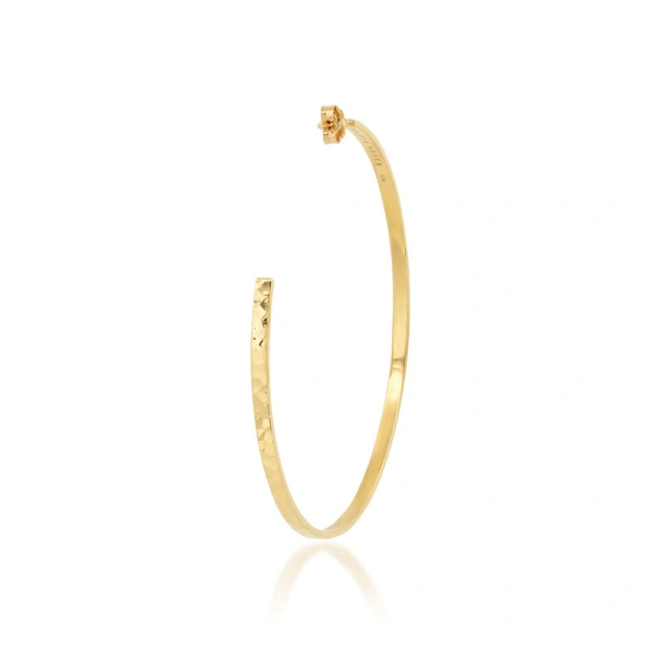 Jennifer Meyer Large Hammered Ellen Hoops in 18K Yellow Gold | Fine Earrings | Coveti