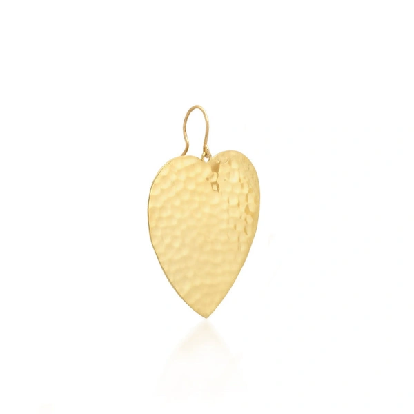Jennifer Meyer Large Hammered Heart Earrings in 18K White Gold | Fine Earrings | Coveti