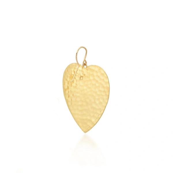 Jennifer Meyer Large Hammered Heart Earrings in 18K White Gold | Fine Earrings | Coveti