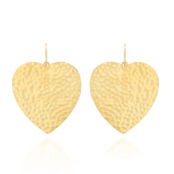 Jennifer Meyer Large Hammered Heart Earrings in 18K White Gold | Fine Earrings | Coveti