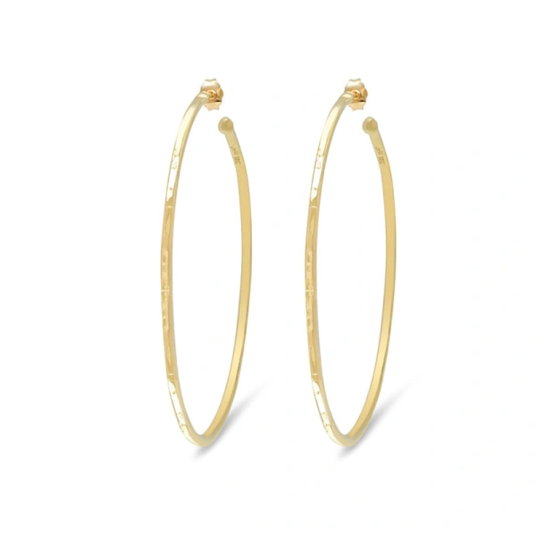 Large Hammered Hoops in 18K Yellow Gold